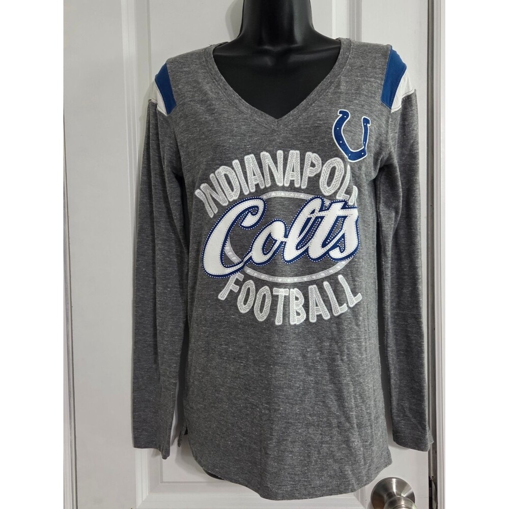 NFL Indianapolis Colts Football Gray Long Sleeve Shirt V-Neck